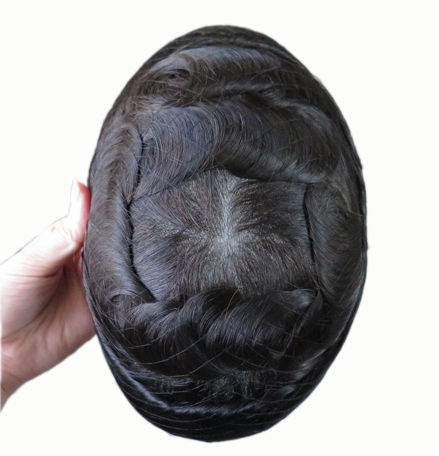 Toupee For Men Human Super Thin Skin V Looped Men Hairpiece Wig Black Colored NG