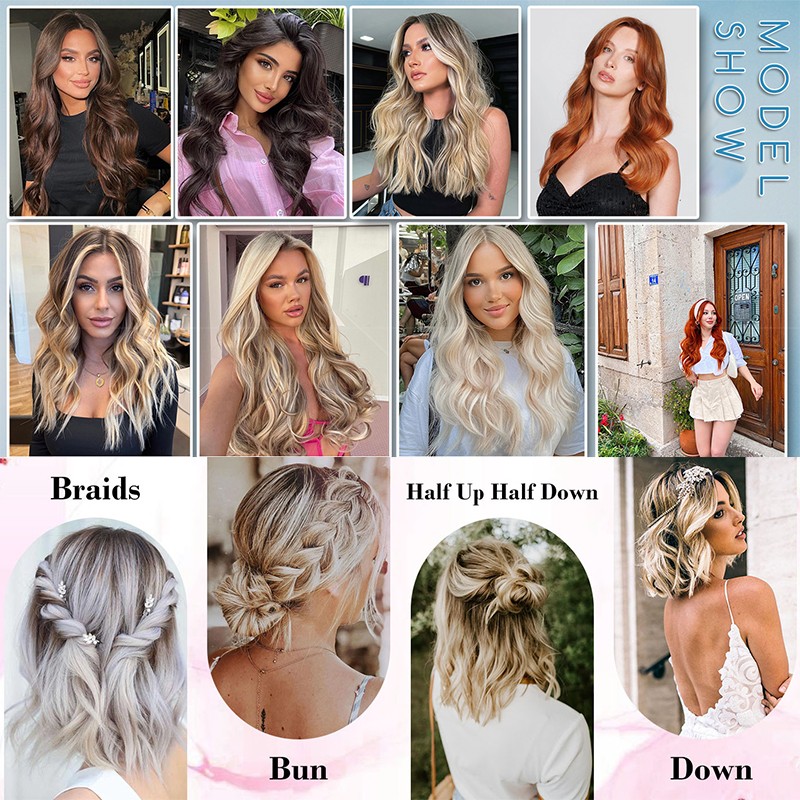 THICK Hidden Weft Wire Clip 100% Remy Human Hair Extensions Hairpiece Nano Ring