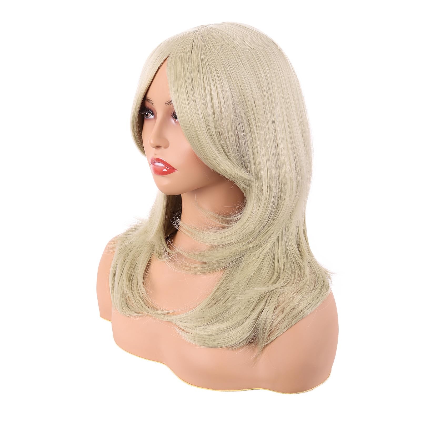 20 Inch/50 cm Long Layered With Bangs Straight Synthetic fiber Shoulder Lengt…