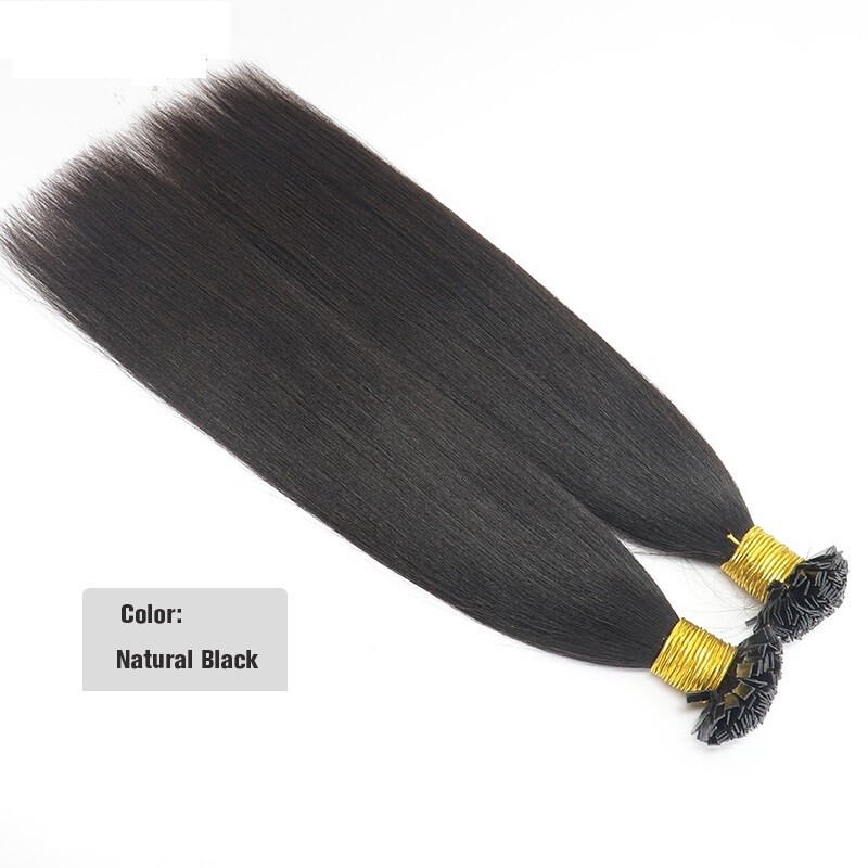 Yaki Straight Flat Tip Human Hair Extension Keratin Fusion Light Yaki K Tip Hair