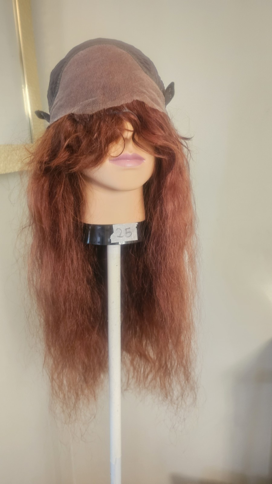 High-Quality Regular Top 26″ Orangish Wavy 150% Virgin Human Hair Lace Wig