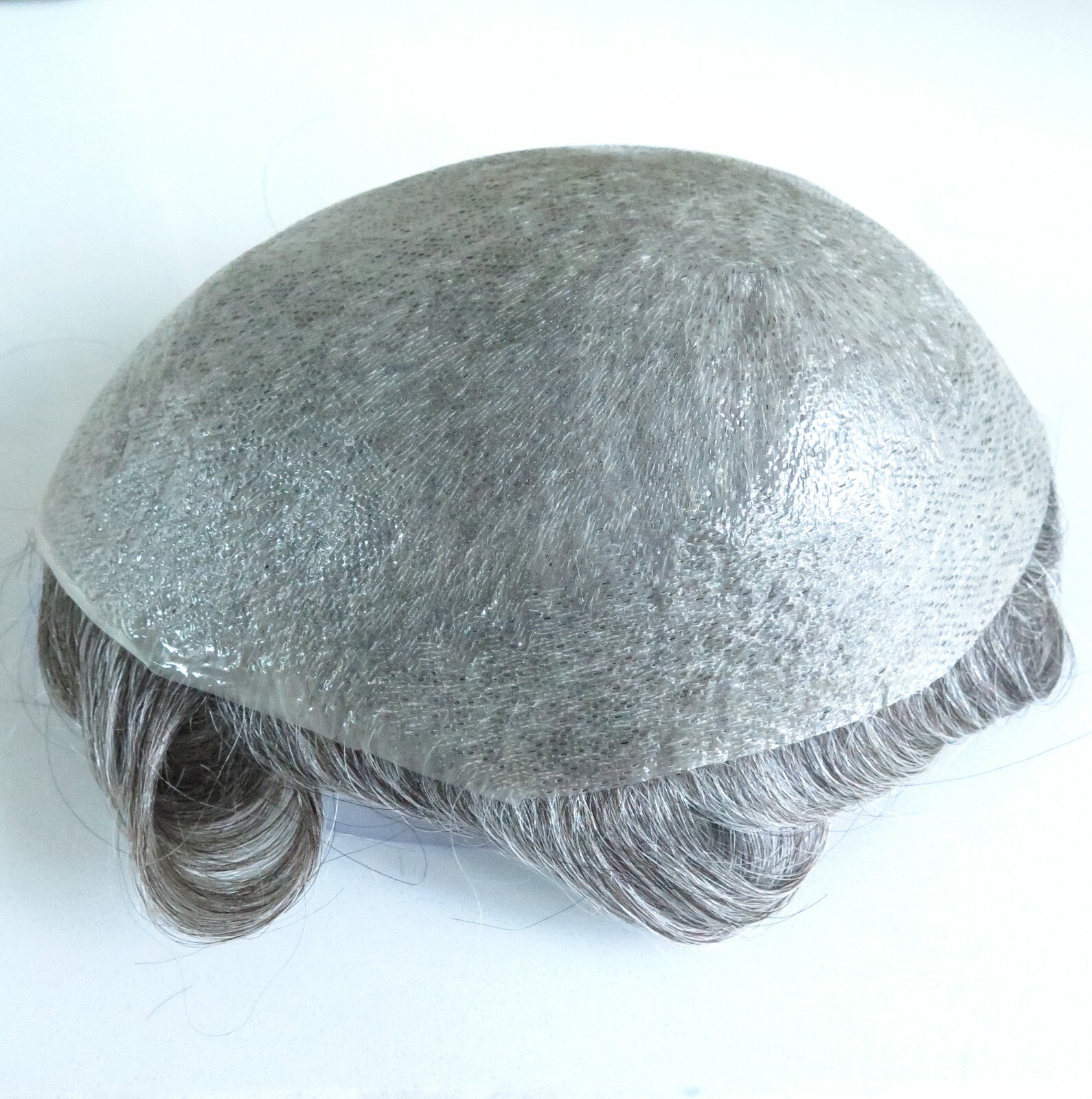 Natural Mens Toupee Hair Replacement System Super Thin Skin V Looped NG #1B50