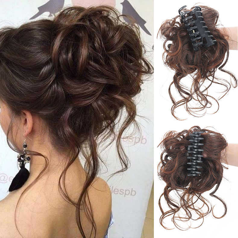Curly Messy Bun Hair Piece Scrunchie Updo Thick Hair Extensions Real As Human US