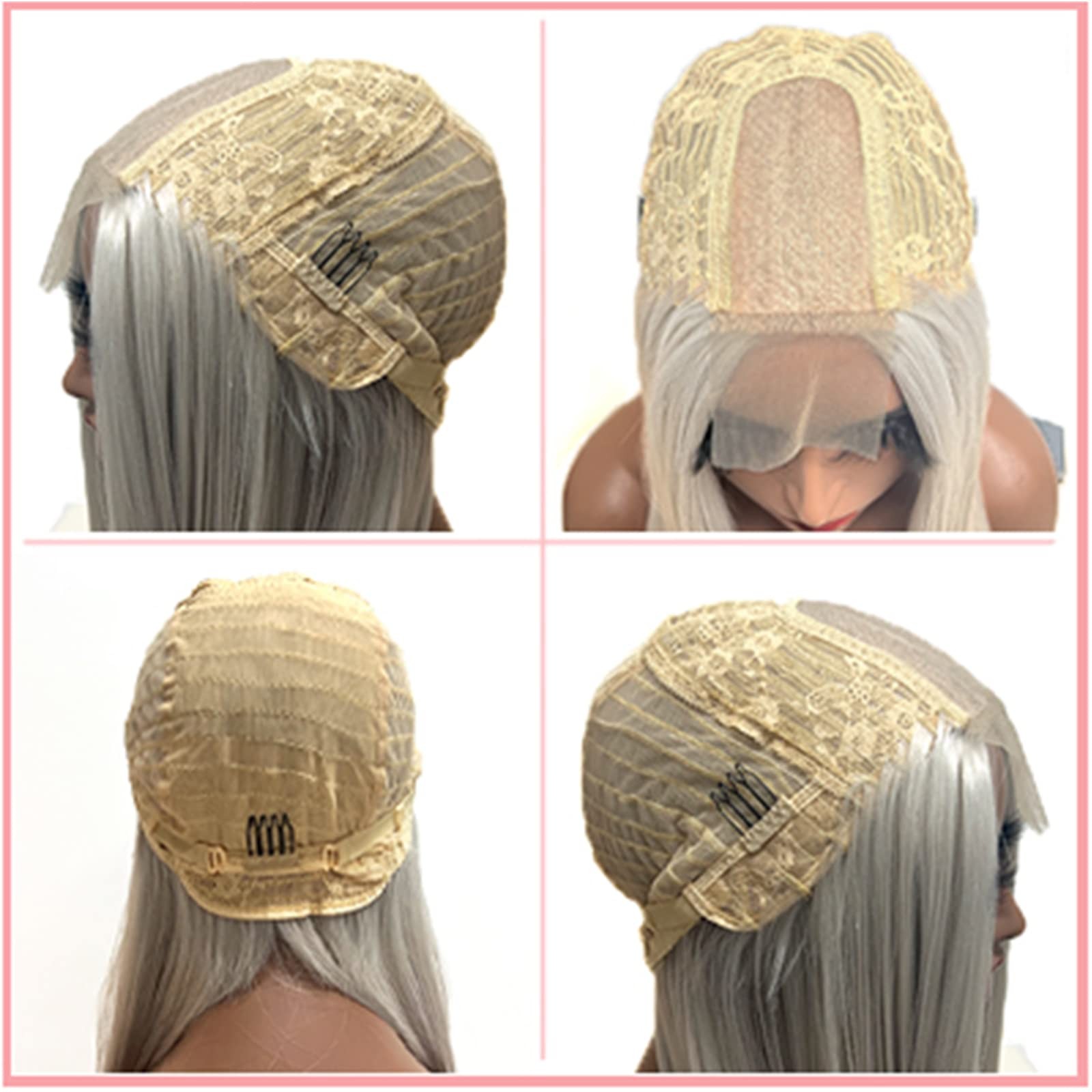 Silver Grey Long Straight Wig for Women Cosplay Ash White Wig Glueless Lace F…