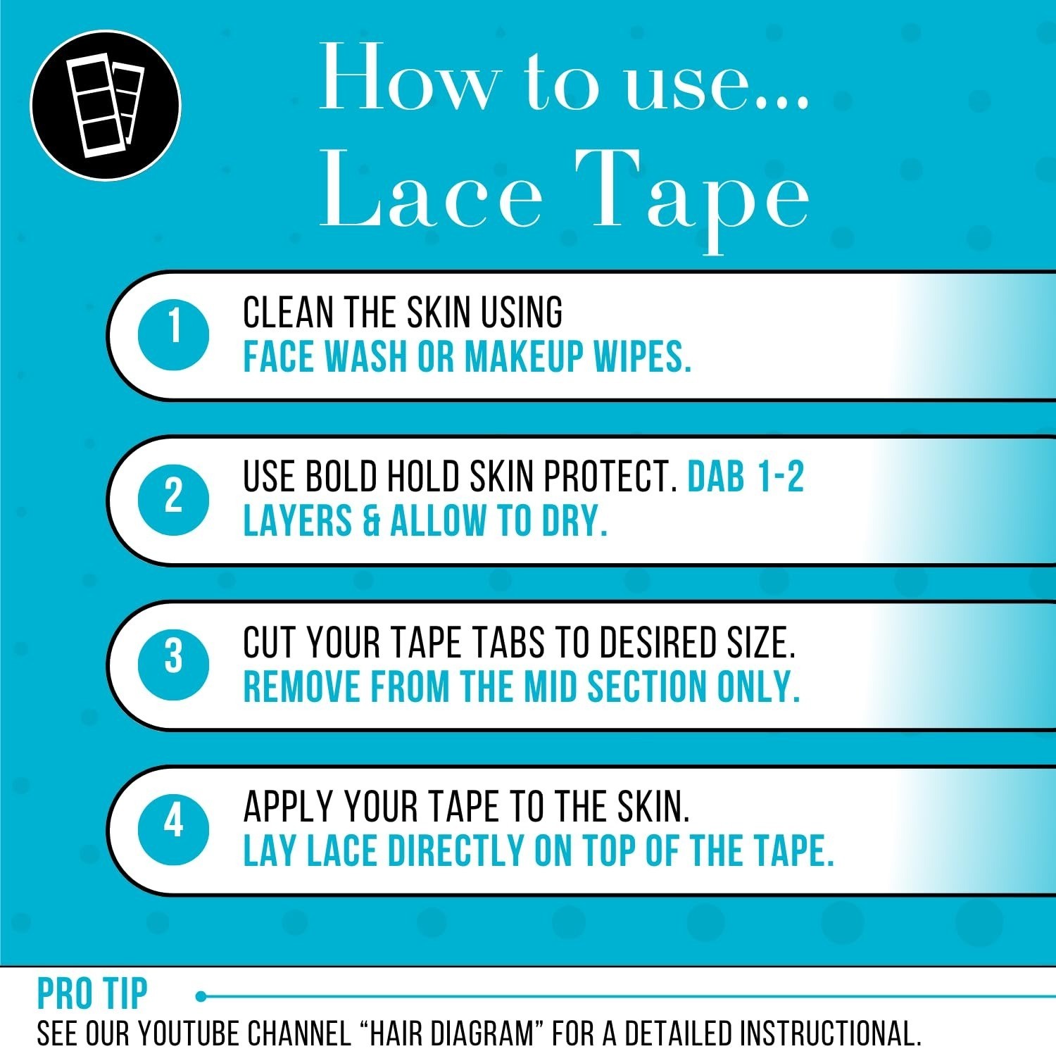 Bold Hold Lace Wig Tape 40ct Strong Double-Sided Invisible Adhesive Strong Hold