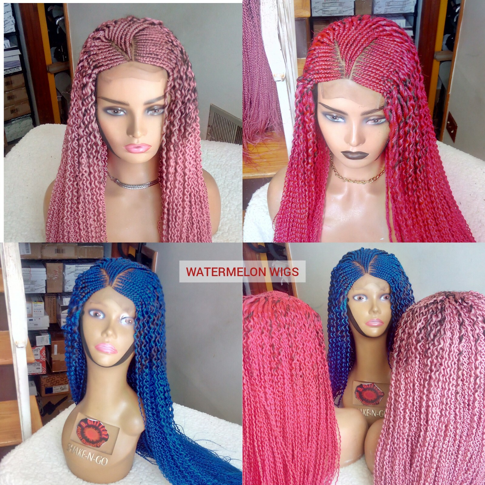 AFRICAN BRAIDED WATERMELON WIG 40″ (AVAILABLE COL BLUE)