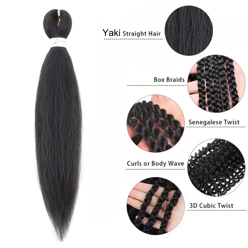 5 packs Yaki Straight Pre-stretched Braiding Box Braids Twist Hair Extensions D8
