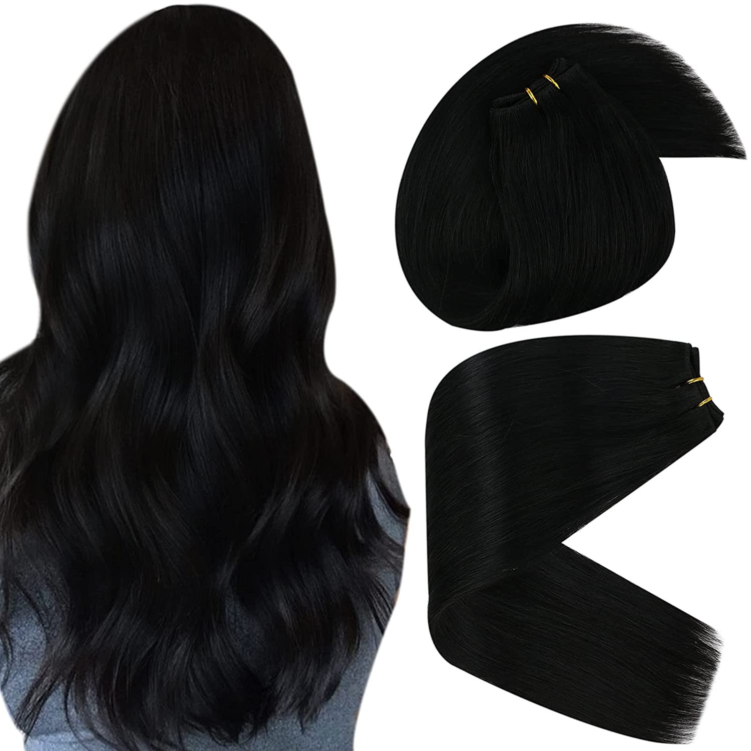 Sew In Premium Human Hair Extensions Bundles Thick Real Remy Weaves Double Weft
