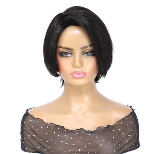 8″ Short Pixie Cut Human Hair Wig for Women, Glueless Straight, Easy Wear, Low M