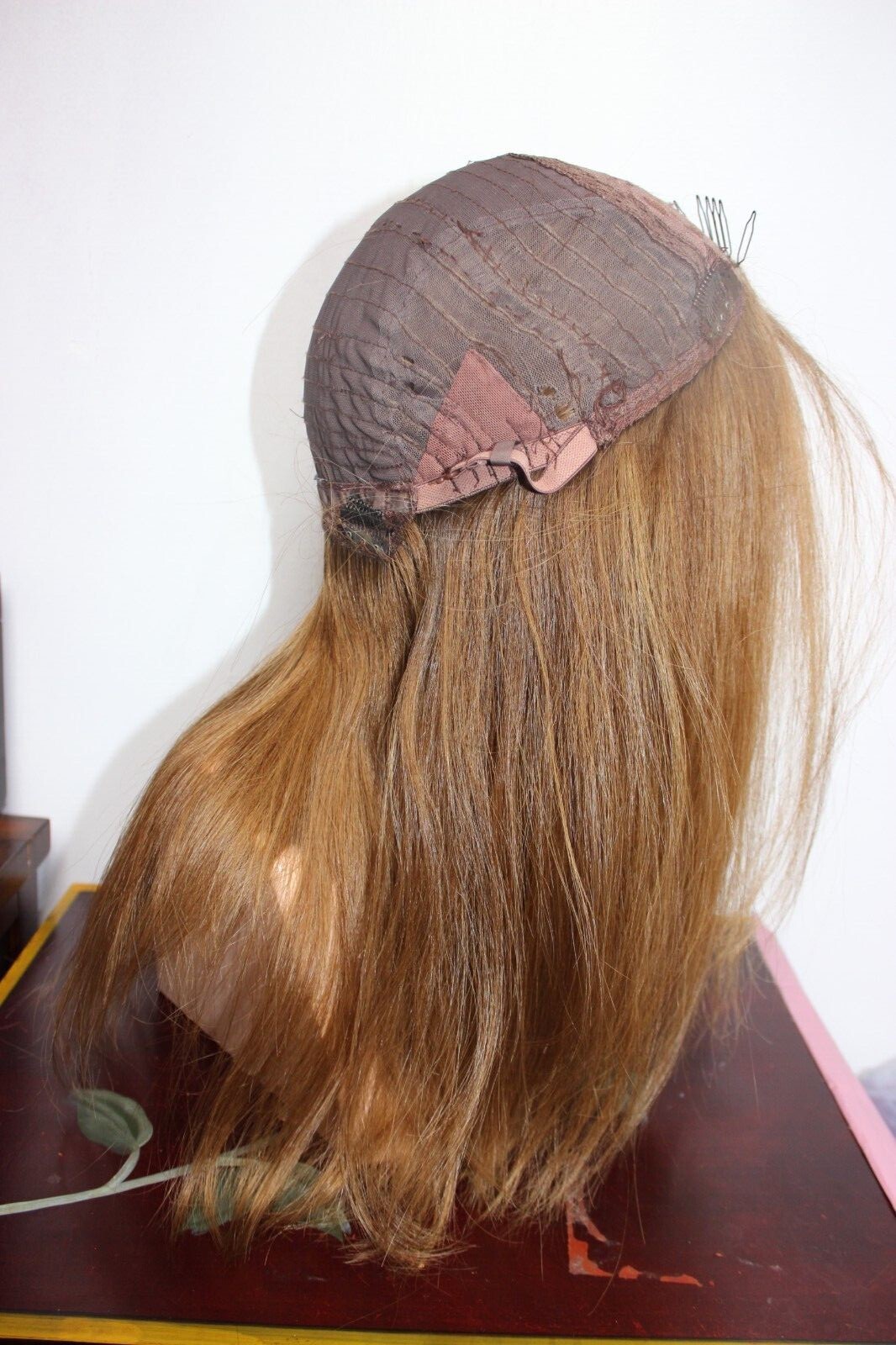 blonde human hair wig fall, sheitel type skin top used wig topper style.