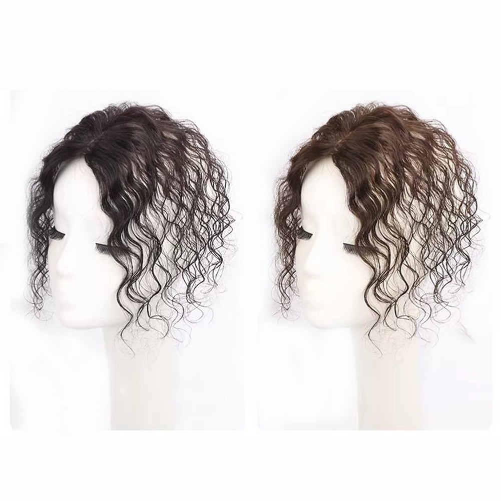 Short Fluffy Curly Wavy Clip In Human Hair Toppers For Thin Hair Top Replacement