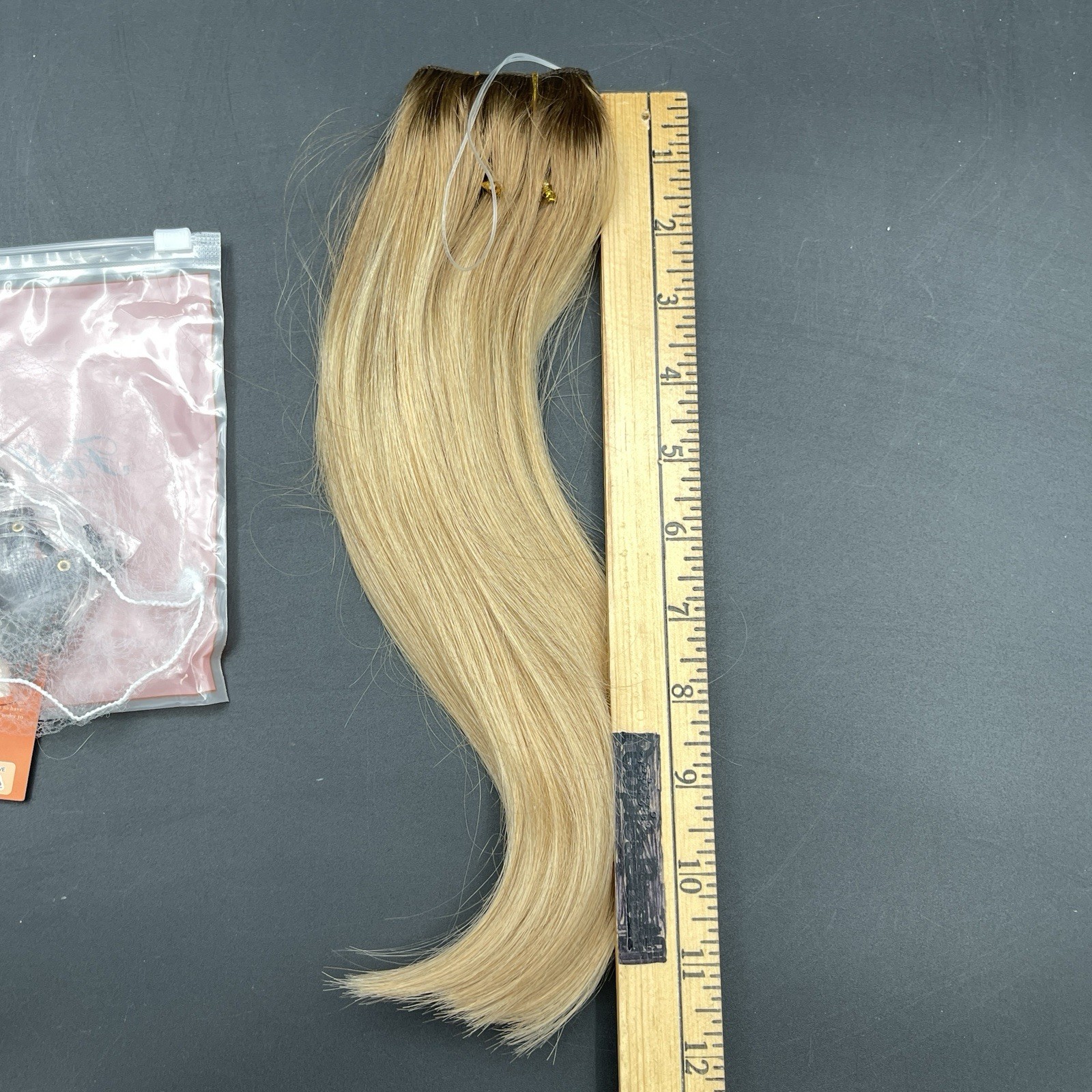 Full Shine 100% Human Hair Extension Weft Ombre Blonde Dark Root 70G 12”