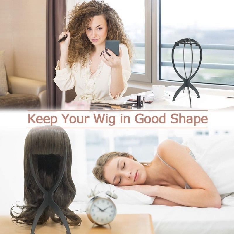 Wig Stand Holder Lightweight Portable Collapsible Plastic Wig Display Air Drying