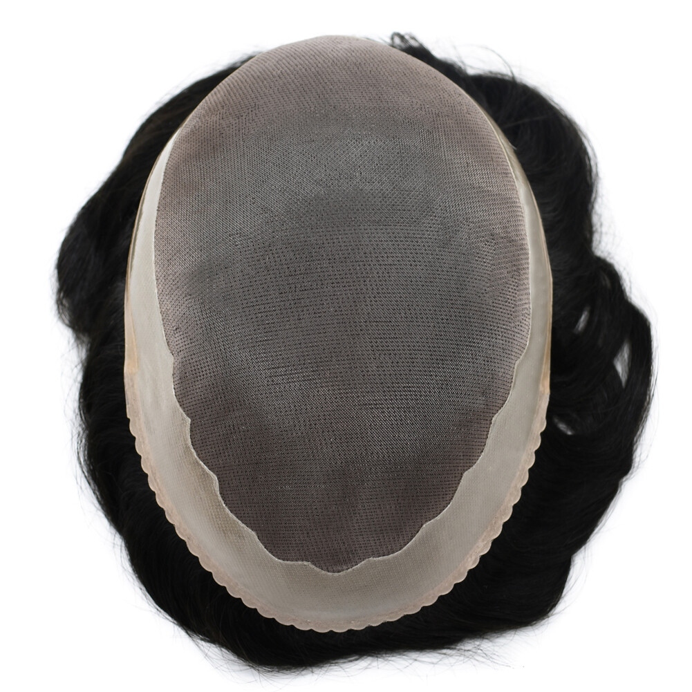 Durable Men Hair Replacements Fine Mono Lace Toupee Hairpiece Poly Hair System