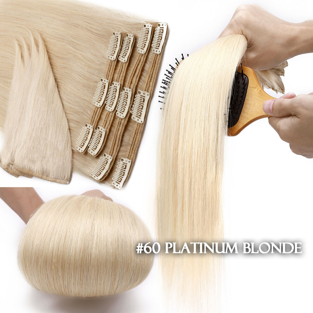 Double Drown Clip In Real Human Remy Hair Extensions THICK Full Head Highlight