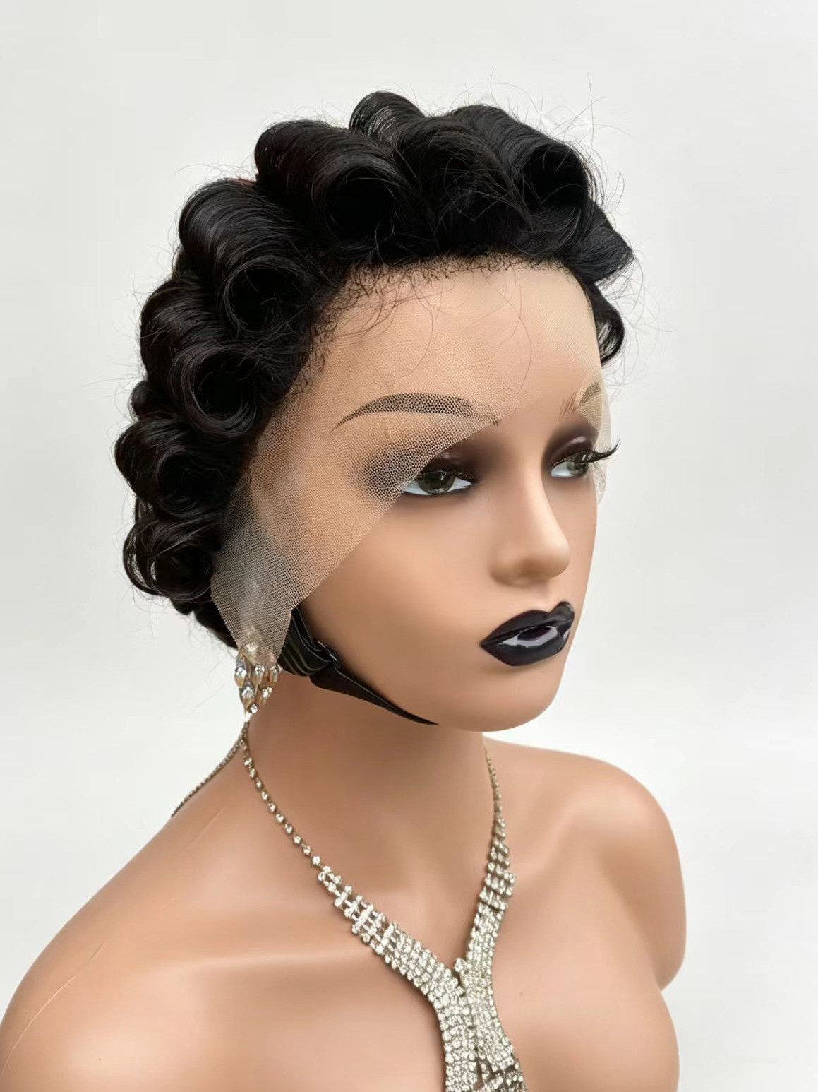 Short Curly Pixie Cut Wig 13×4 Lace Front Human Hair 6 Inch 1B# Black Women Wig