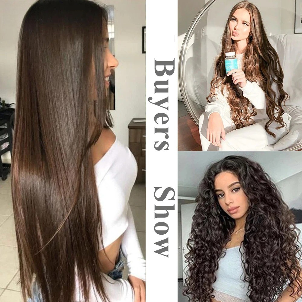 Long Straight 5 Clip In 22Inch Synthetic Hair Extensions Natural Fake Hairpiece