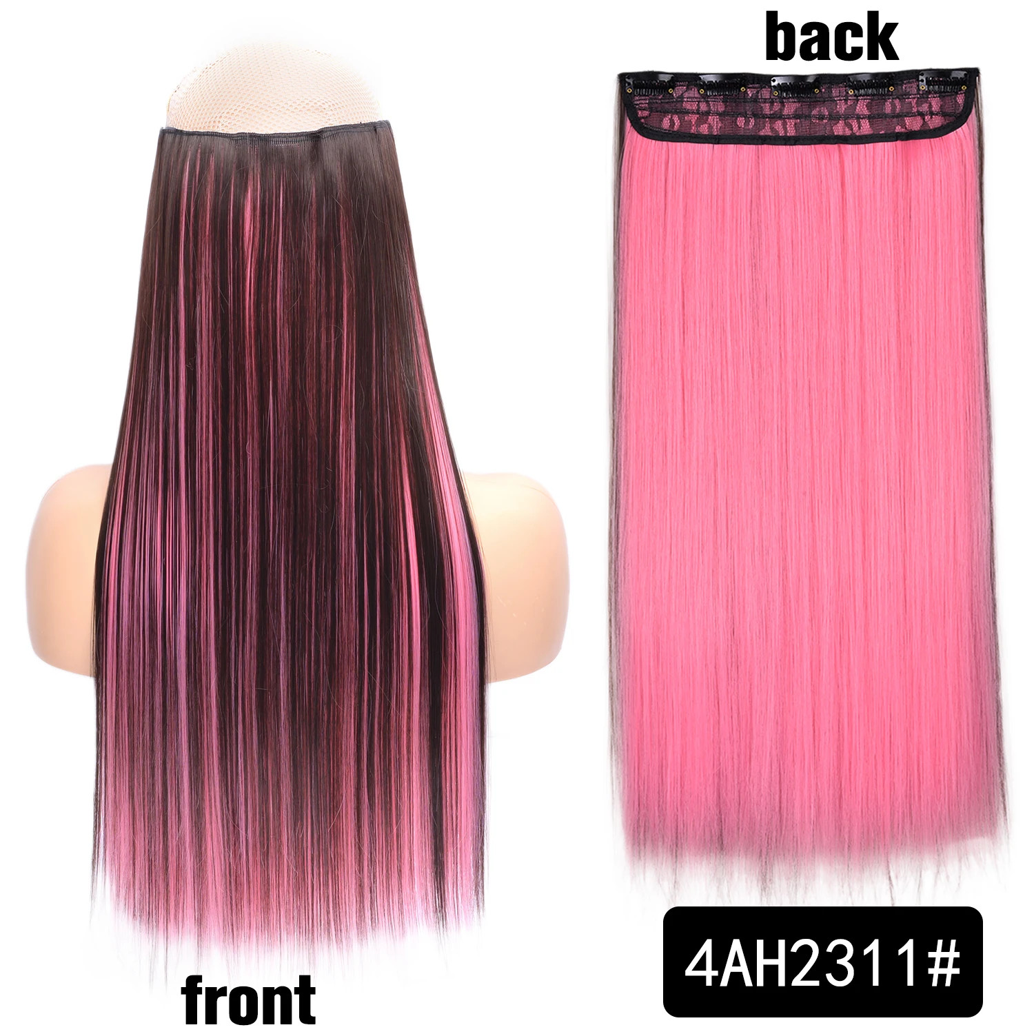 Long Straight 5 Clip In 22Inch Synthetic Hair Extensions Natural Fake Hairpiece