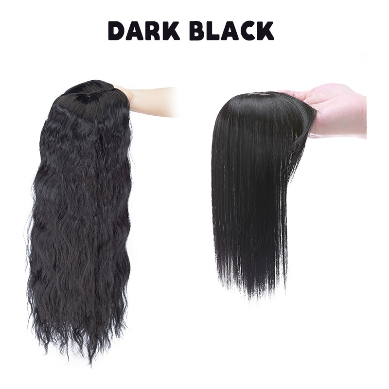 Topper Piece Clip In Hair Top Toupee Silk Wigs Hairpiece Real AS Human with Bang