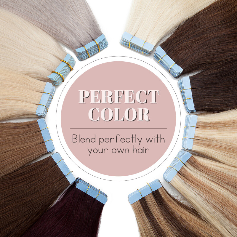 Invisible Tape in Real Human Remy Hair Extensions Skin Weft Blonde Russian Hair