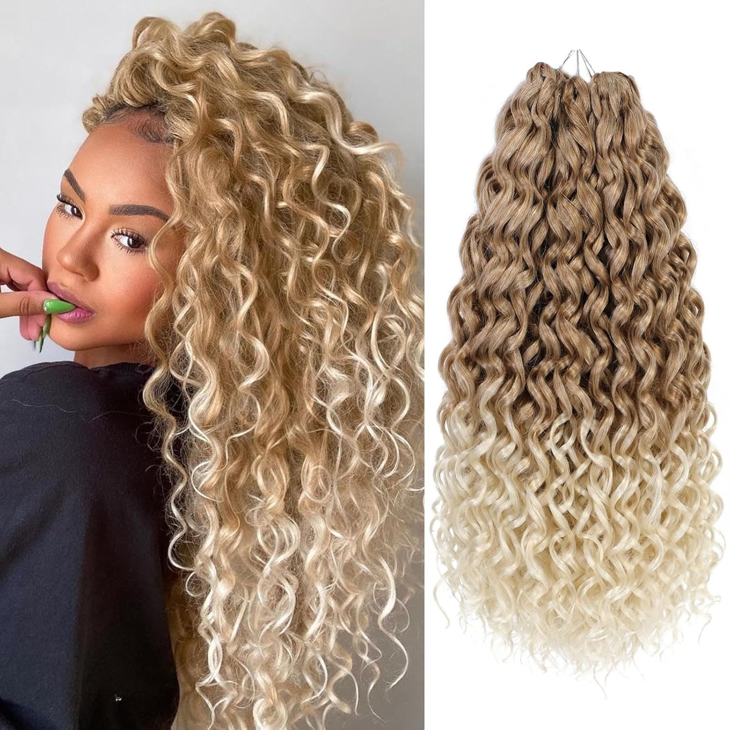 GoGo Curl Crochet hair 14Inch 6Packs Curly Crochet Hair Water Wave Crotchet Hair