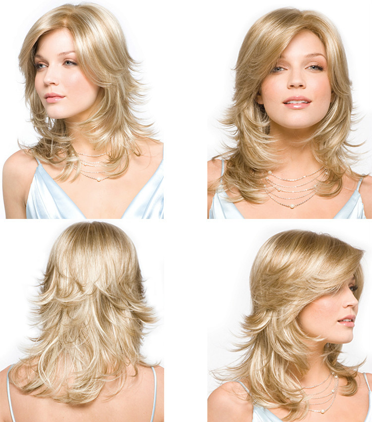 Classic Cap women Synthetic Wavy Long Sunflower Blonde wig HengFeng LHL03