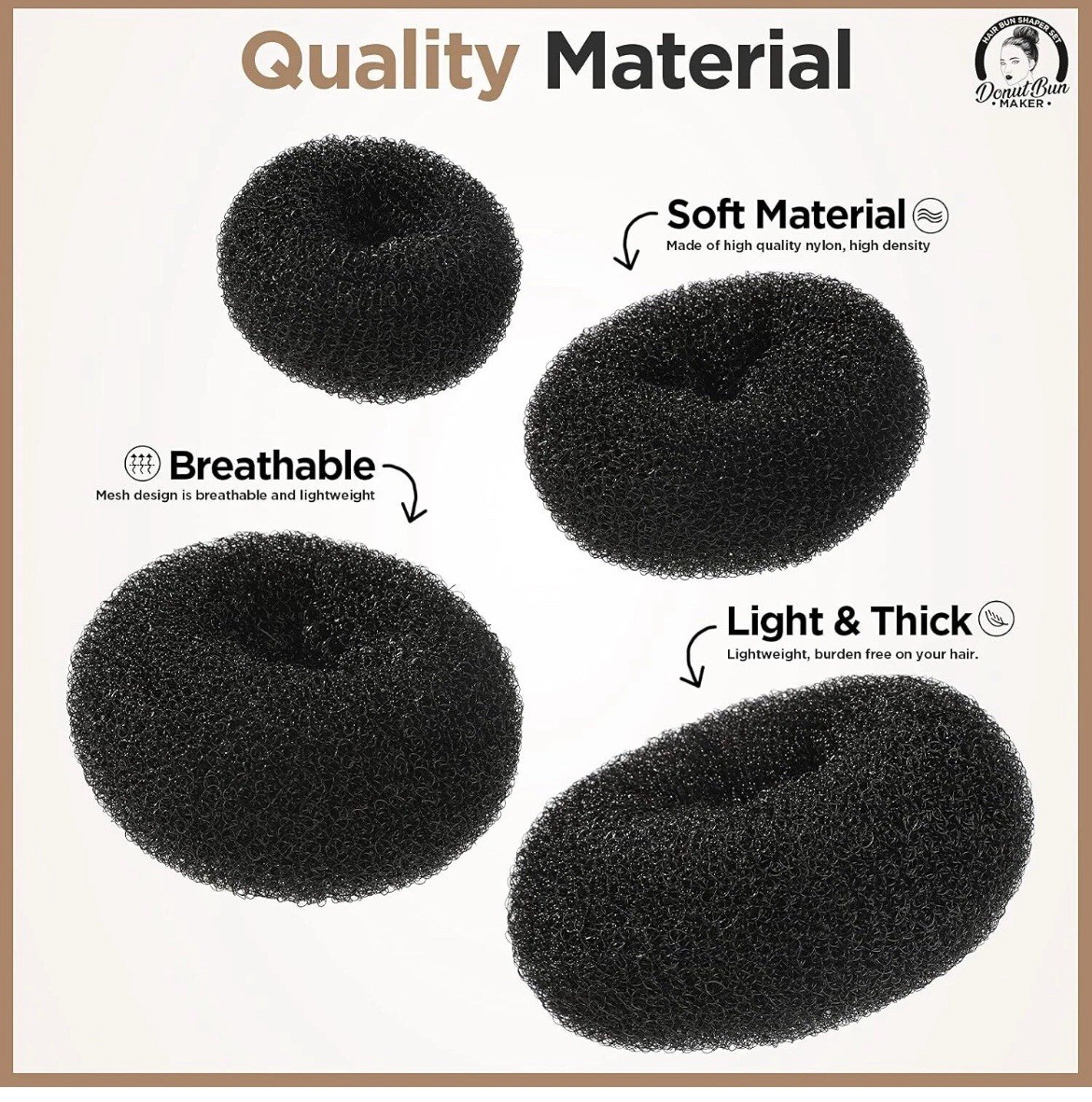 Teenitor Hair Donut Bun Maker, Black Extra-large, Large, Medium and Small