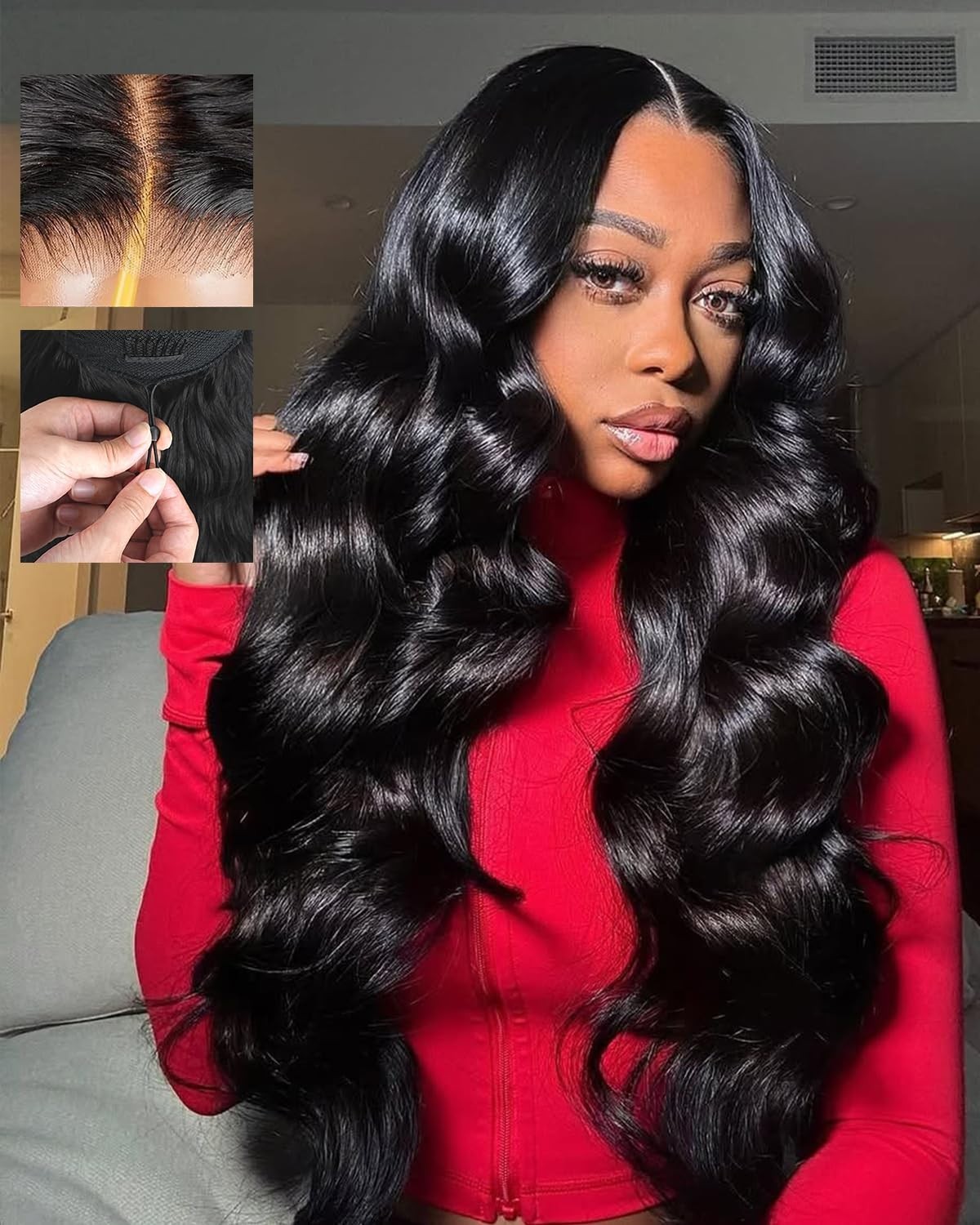 26 Inch 7×6 HD Lace Front Glueless Body Wave Wig – Pre Plucked, 250 Density, Nat