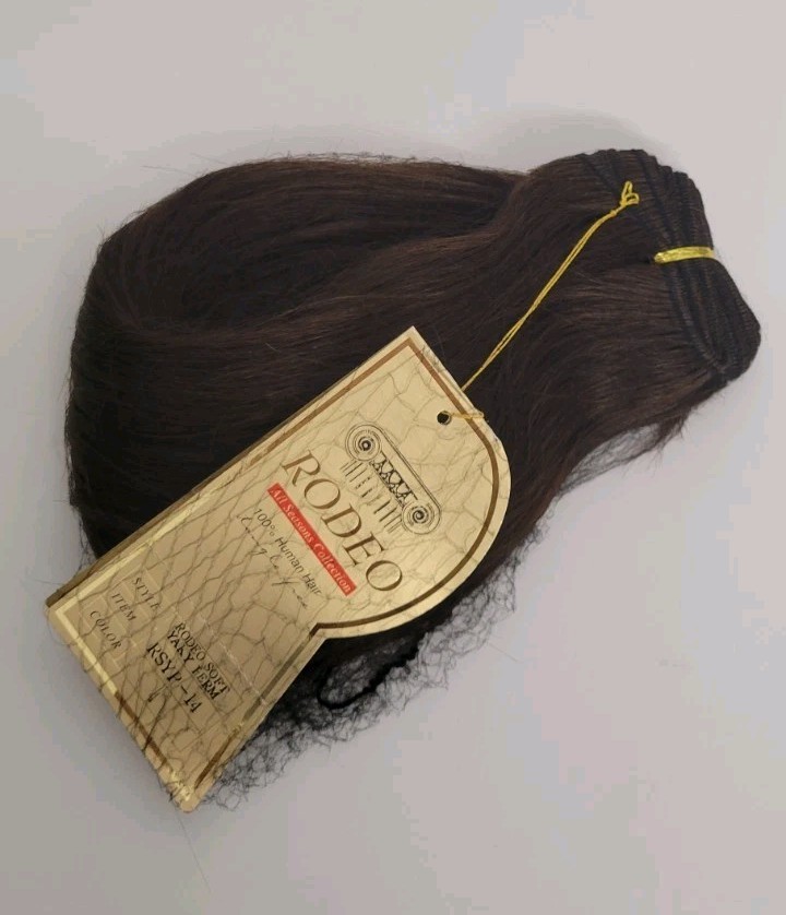 🎀 RODEO GOLD YAKY 14″ #4/BROWN 100% HUMAN REMY HAIR WEAVE STRAIGHT EXTENSION