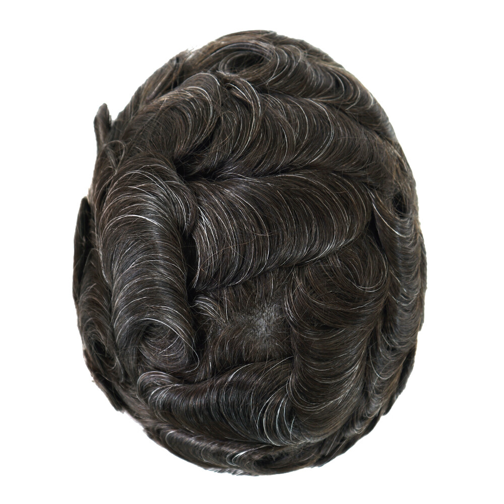 Mens Toupee Human Hair Thin Skin Hairpieces Replacement System Hair 8×10 #310