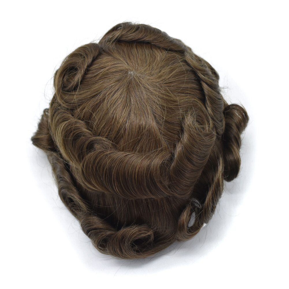 Ultra Thin Skin Mens Toupee Hairpieces PU System Wig Mens Hair Replacement
