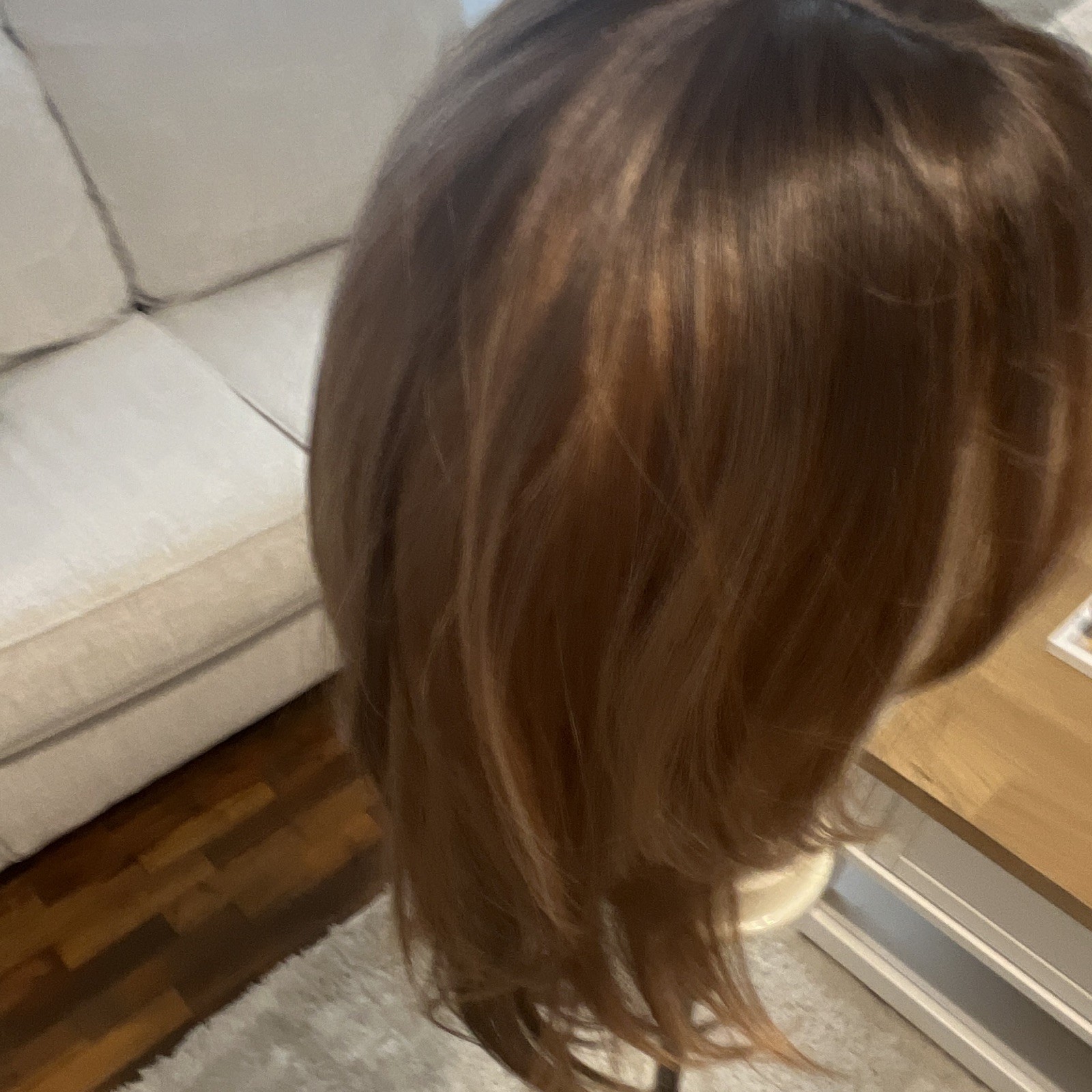 Women Straight Light/Medium Brown Wig with Bangs, Natural Theme