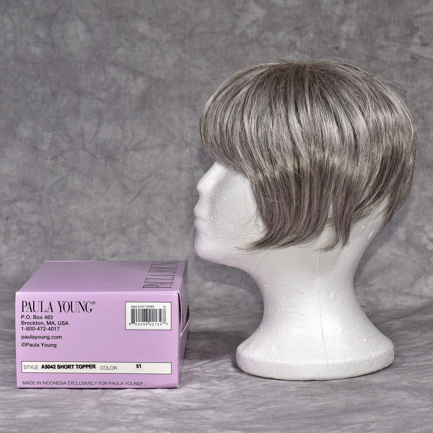 Short Length WhisperLite Paula Young Topper Hair Piece Color 51 Salt and Pepper