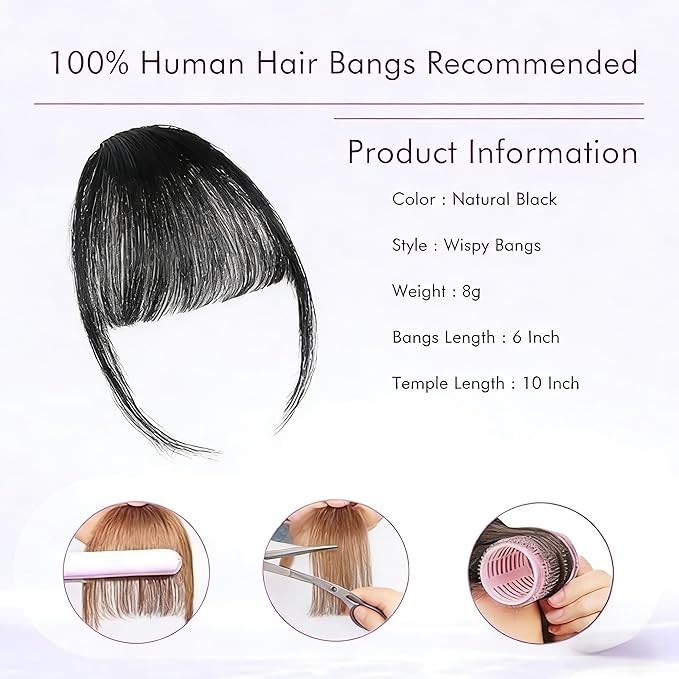 Clip De Flequillo De Cabello Humano En Cabello Real Para Mujeres Negras