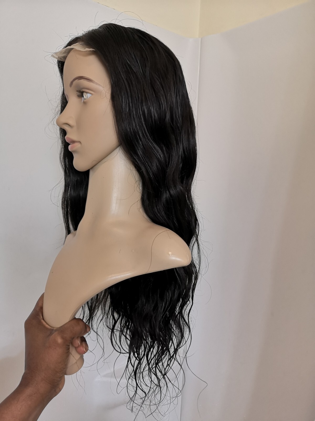 Custom High Quality Sexy 22”Human Hair 4×4 Swiss Front Lace Wig 1B