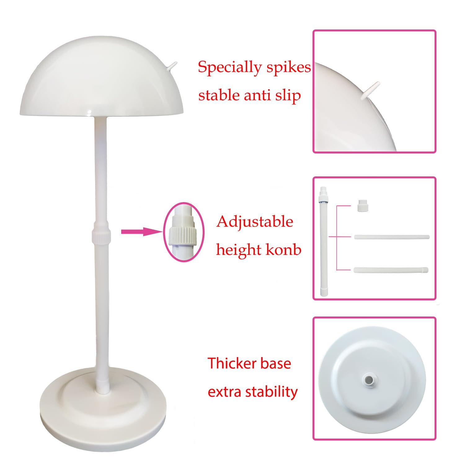 Wig Stand 1PC Adjustable Height White Plastic Wig Head Stand Portable Wig Hol…