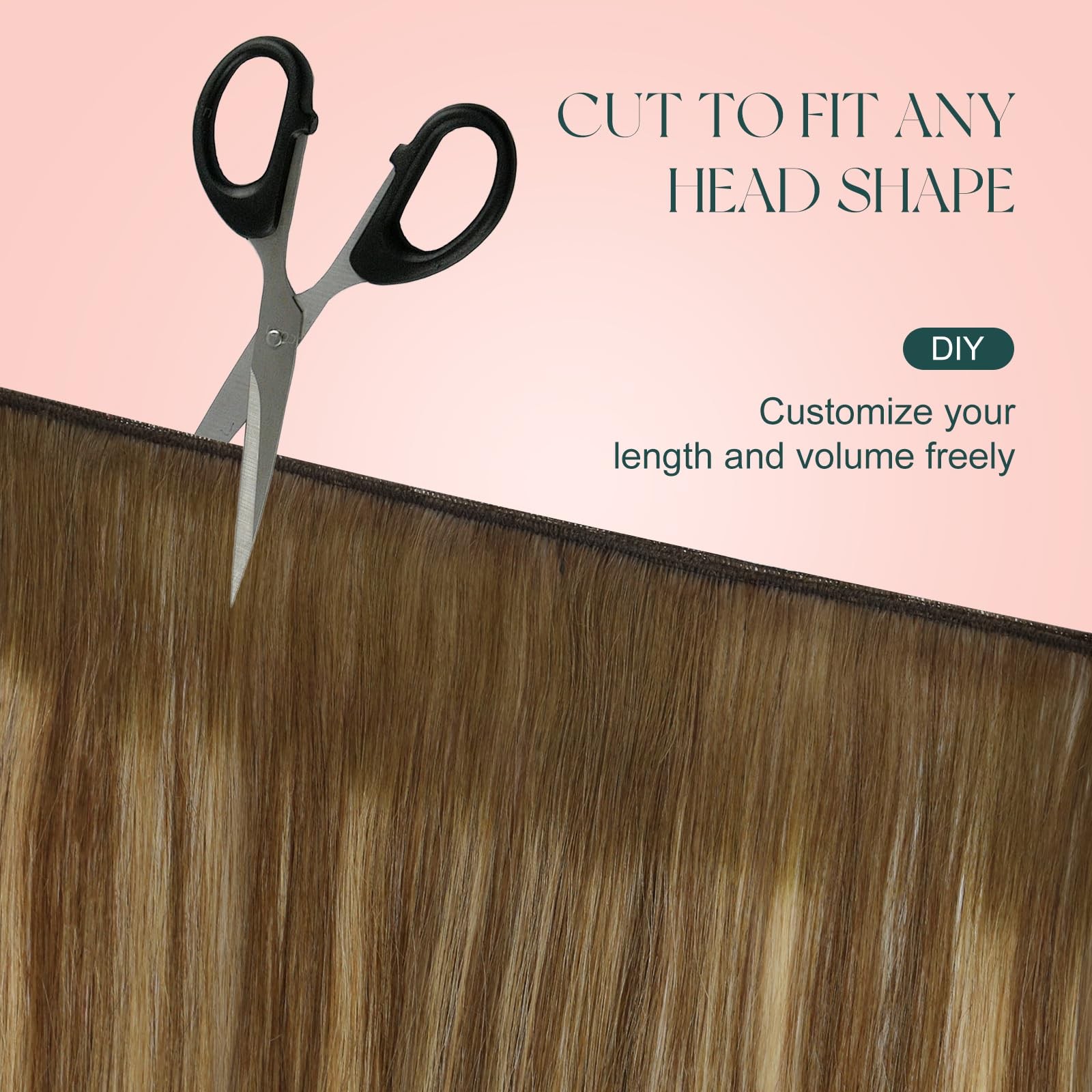 Human Hair Weft Extensions 14 Inch 70G Balayage Dark Brown to Caramel Blonde
