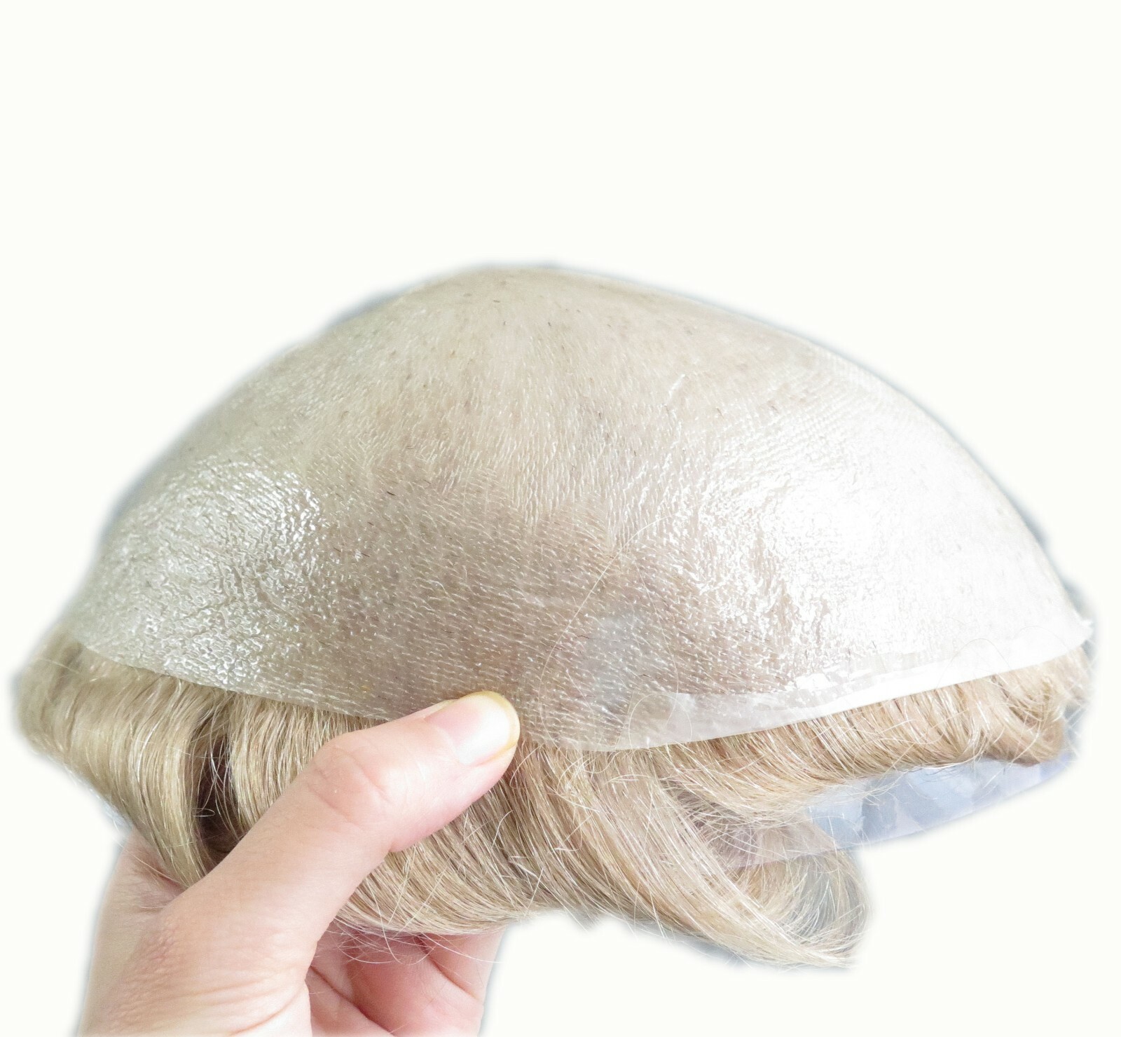 Natural Mens Toupee Blonde Hair Replacement System Super V Looped Thin Skin #22R