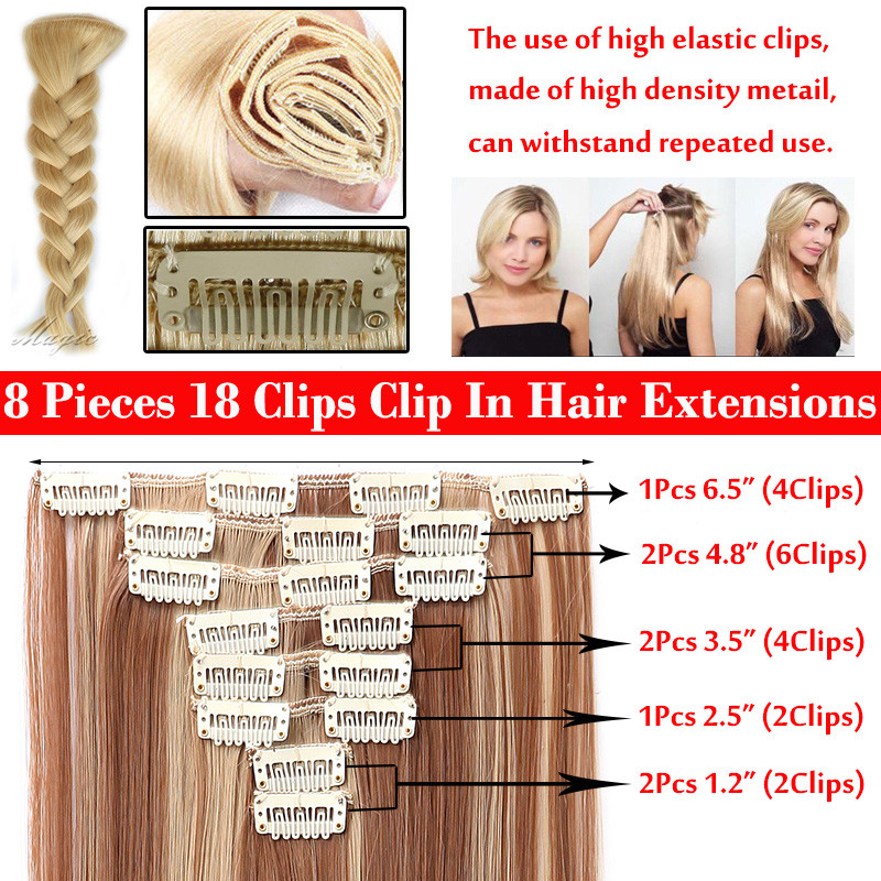 CLEARANCE Clip in as Human Hair Extensions Full Head 100% Real Hair Mix Blonde