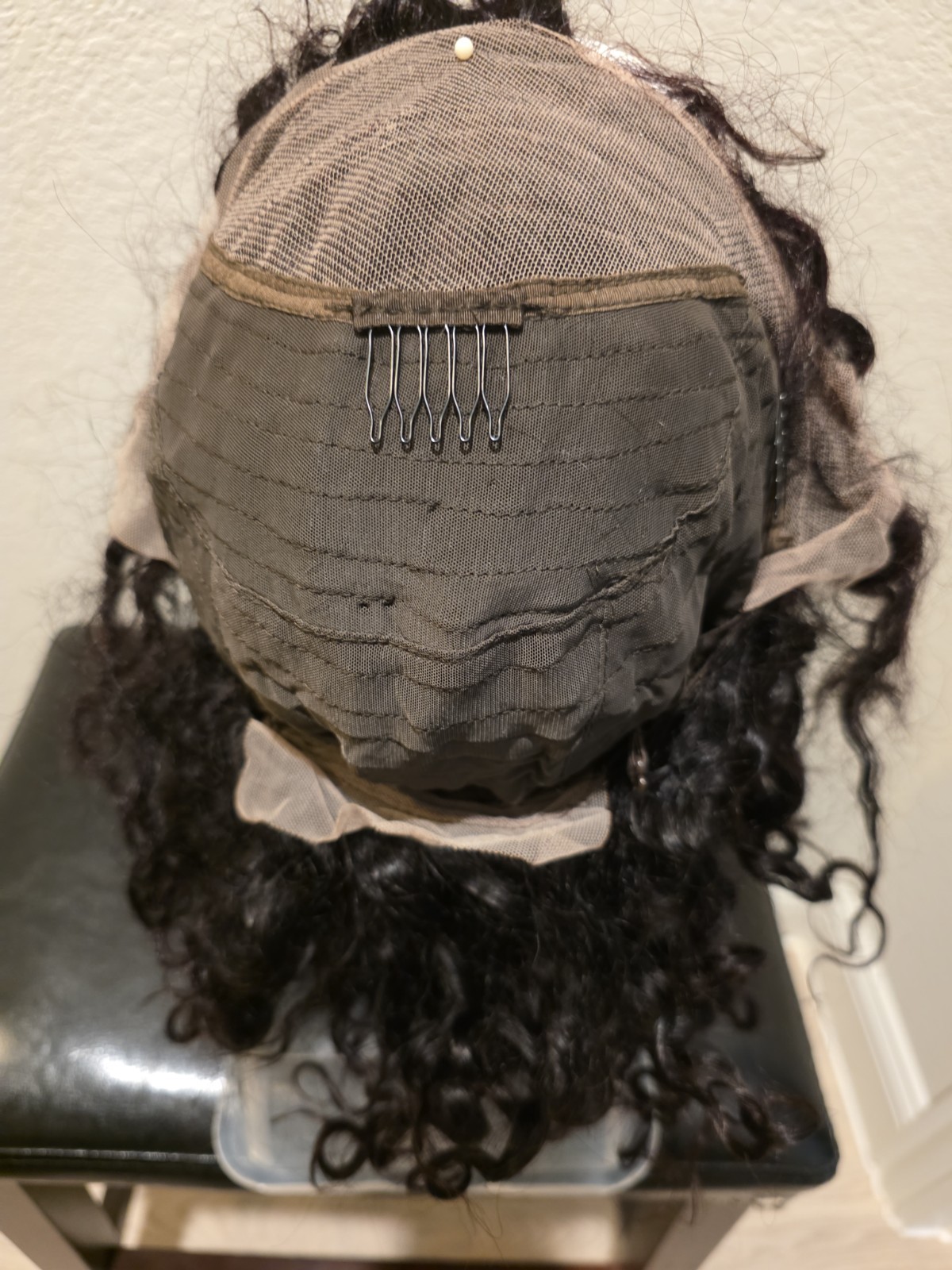Lace Frontal Black Human Hair Curly Medium Length Wig