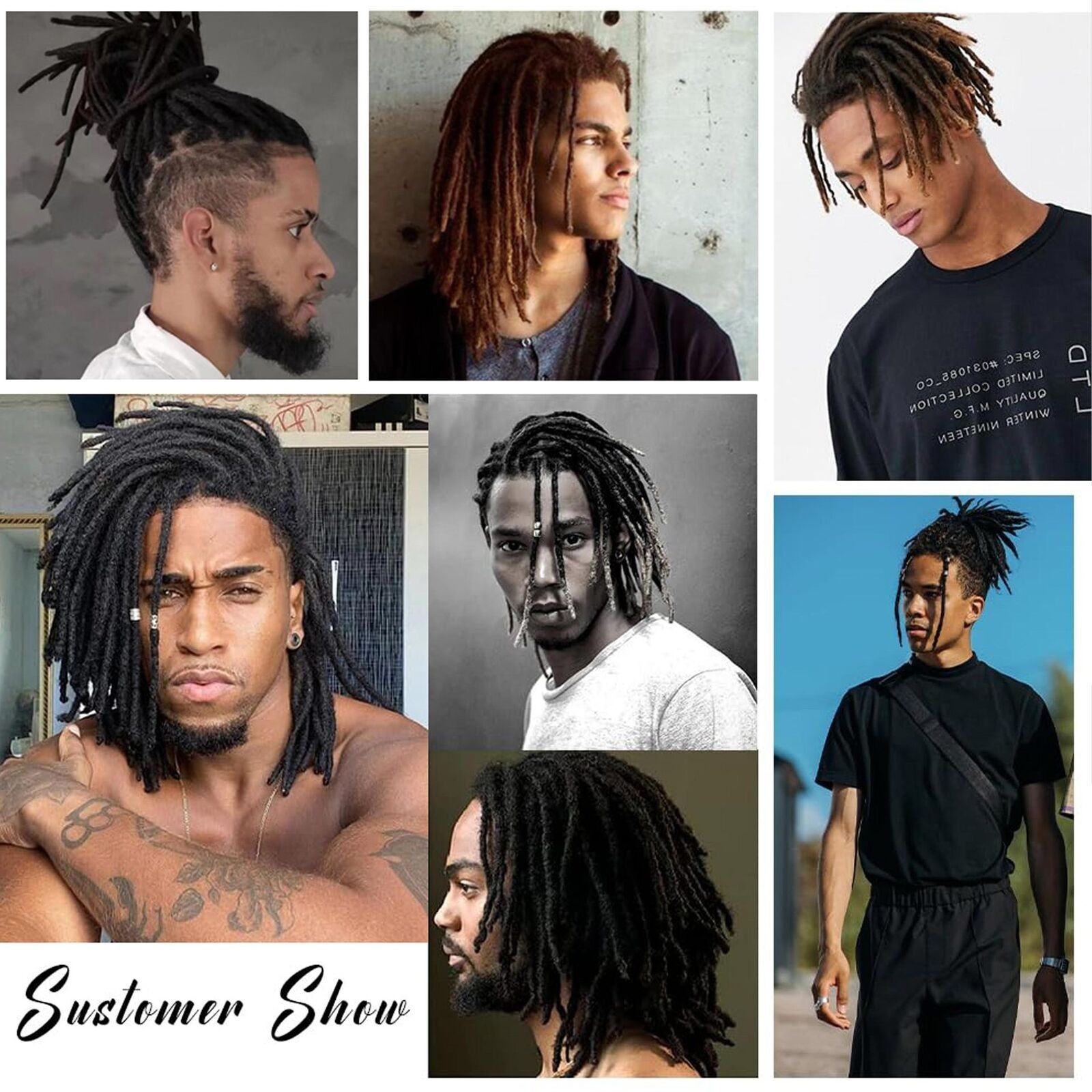 100% Real Human Hair Dreadlocks Extensions Crochet Braiding Hair Dreads Locs Men