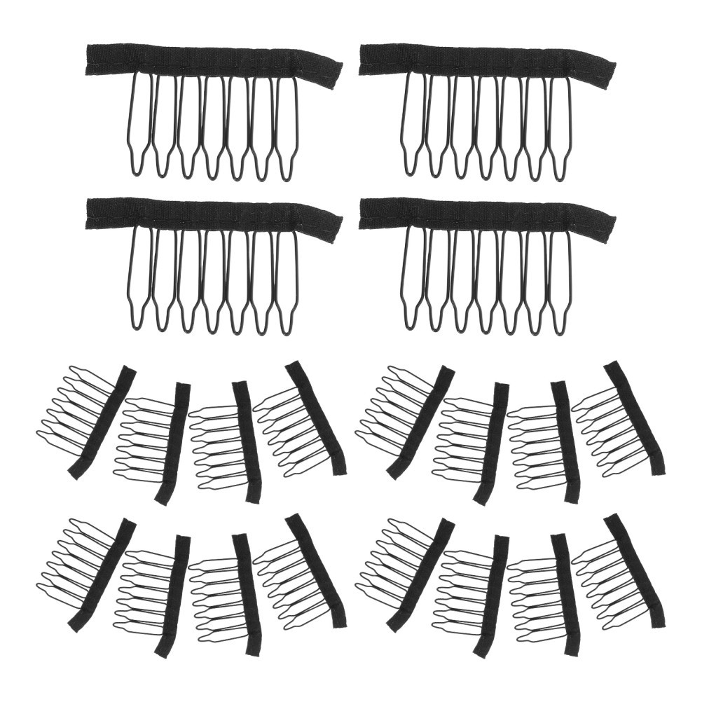 40Pcs Black Wig Clips Steel Fabric Reusable Hair Clips for Wig Support