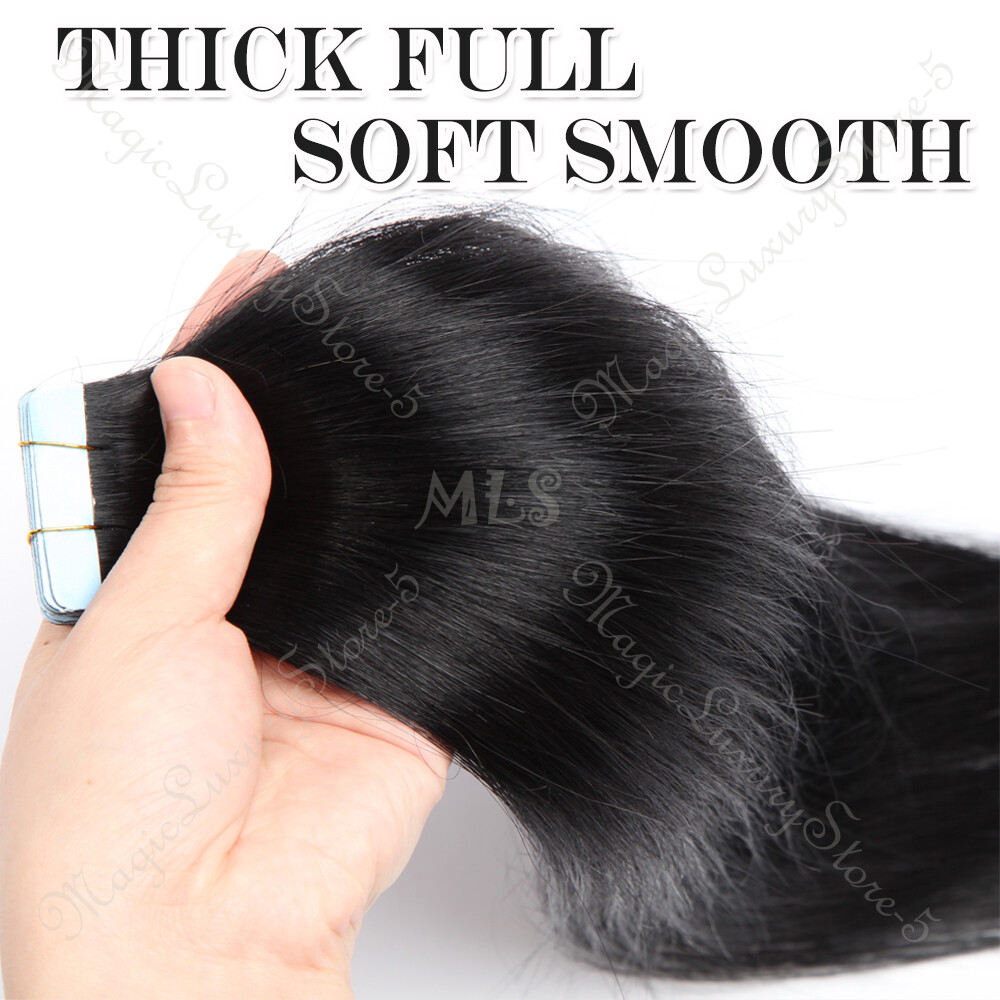 Tape In Balayage Skin Weft Remy Real Human Hair Extensions Full Head 200g WAVY