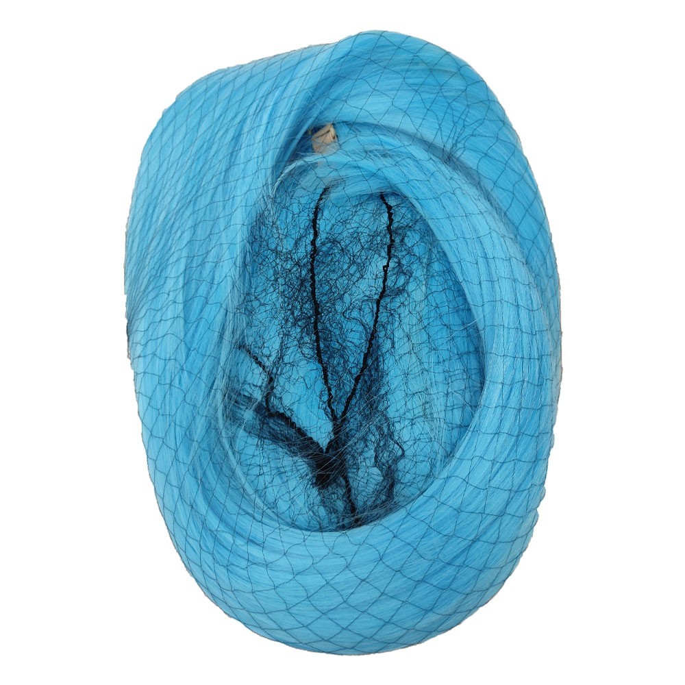 Blue New 80cm Straight Sleek Long Full Hair Wigs Side Bangs for Women Rose Net