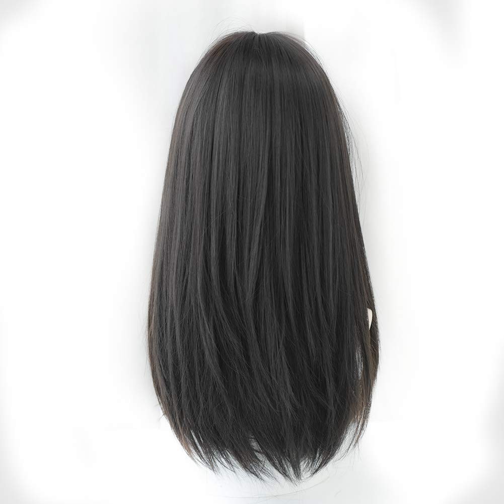 Long Black Straight Hair Wig with Bangs Synthetic High Density Long Hair Wig …