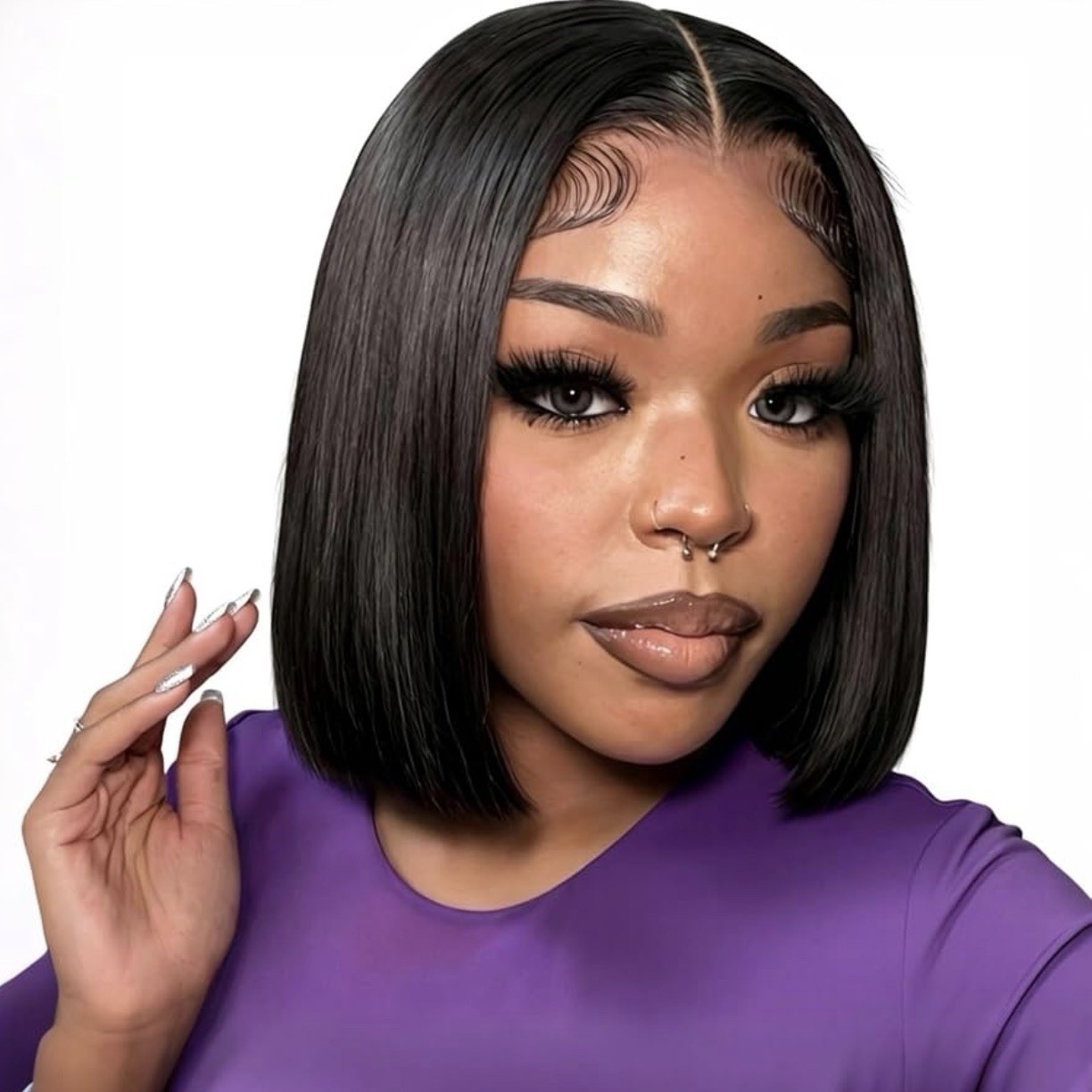 8” Wear and Go Bob Wig Human Hair 180 Density 5×5 HD Lace Closure Pre Everything