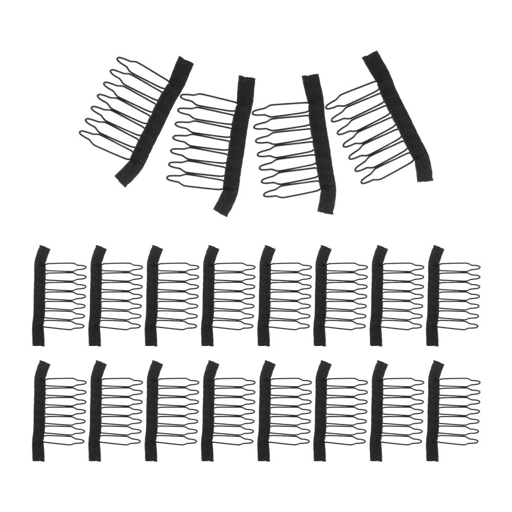 40Pcs Wig Attachment Clips Black Steel and Fabric for Secure Wig Installation