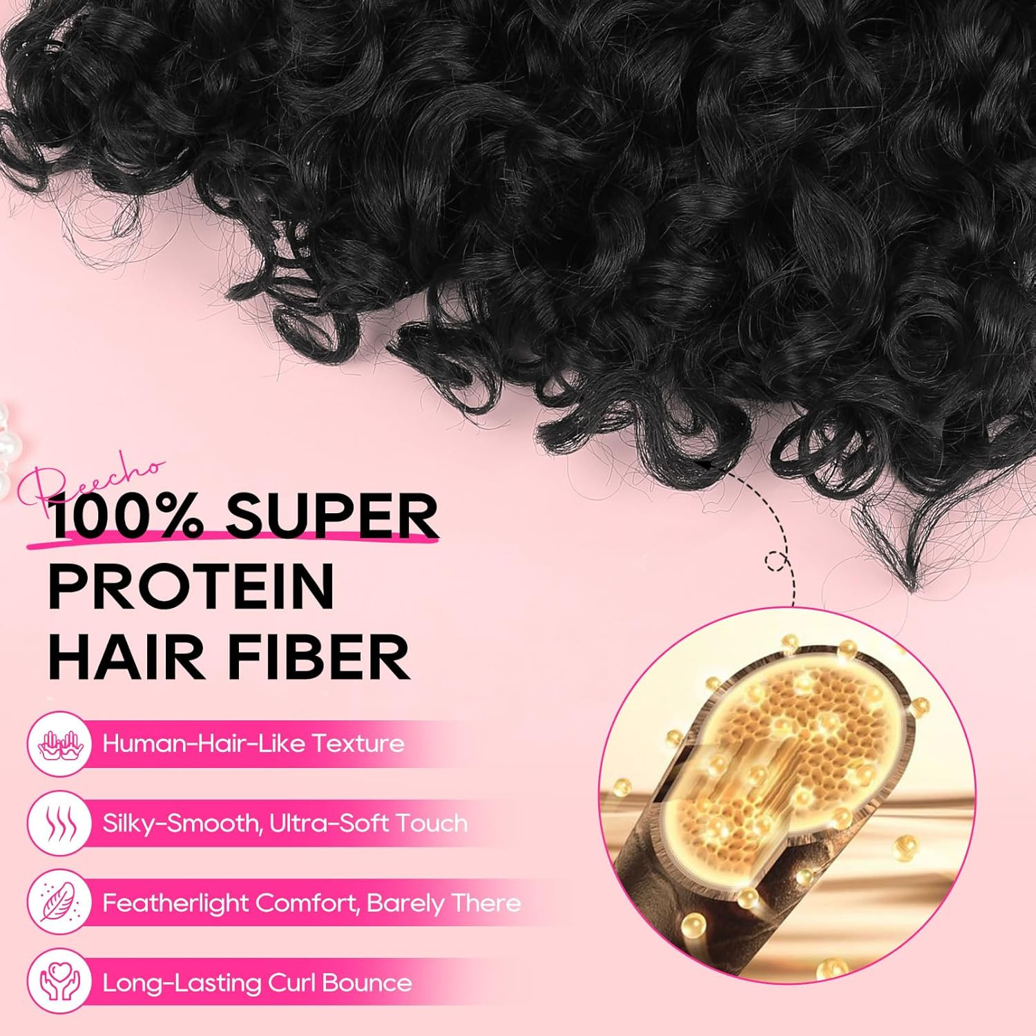 Curly Hair Extensions – 4PCS 18″ Gogo Curly Clip in Hair Extensions 100% Super P