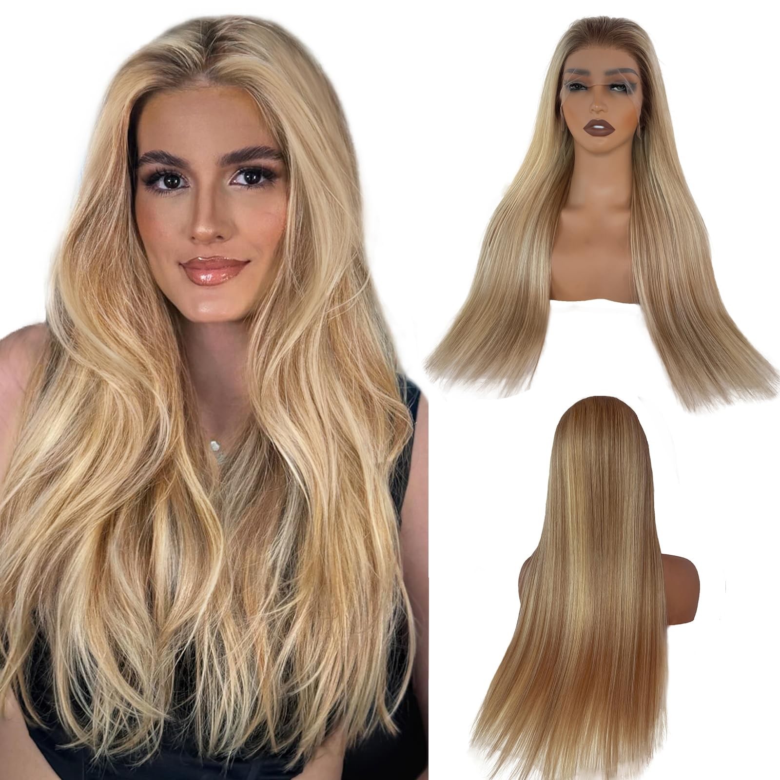 Munx Ombre Highlight Ash Blonde Lace Wigs Pre Plucked Hd Transparent 13X6 Lace
