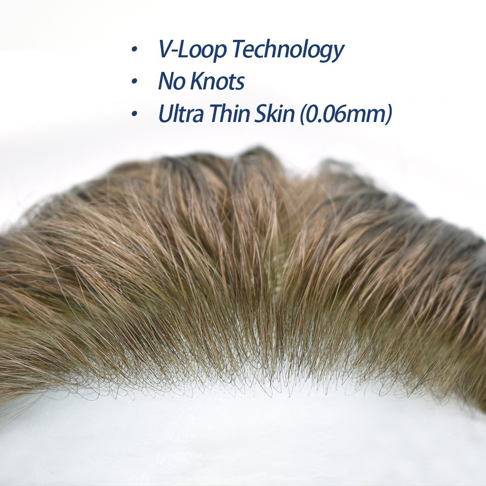 Mens Hair Replacement Ultra Thin Skin Toupee All Colors Hairpieces PU System Wig